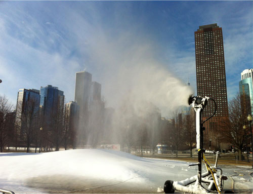 Snow being made for Navy Pier’s 2013 Snow Days!
